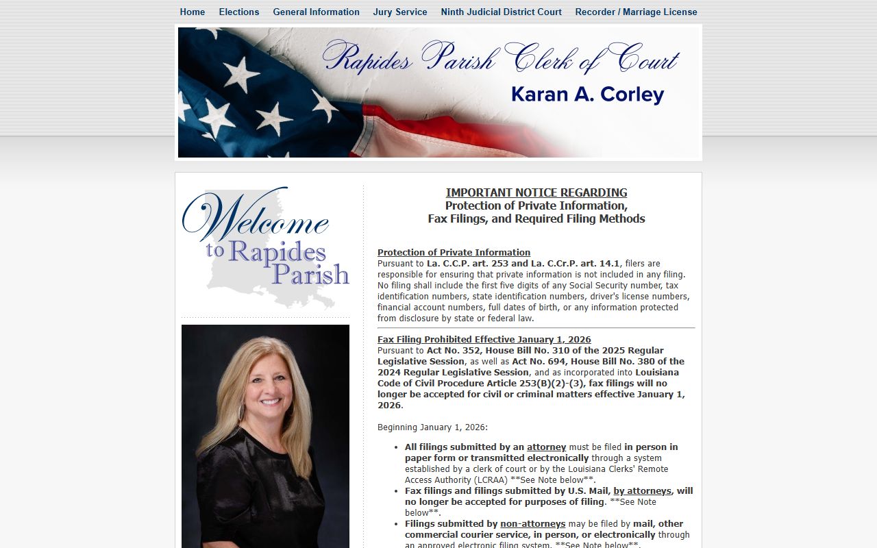Rapides Parish Clerk of Court Alexandria white pages search