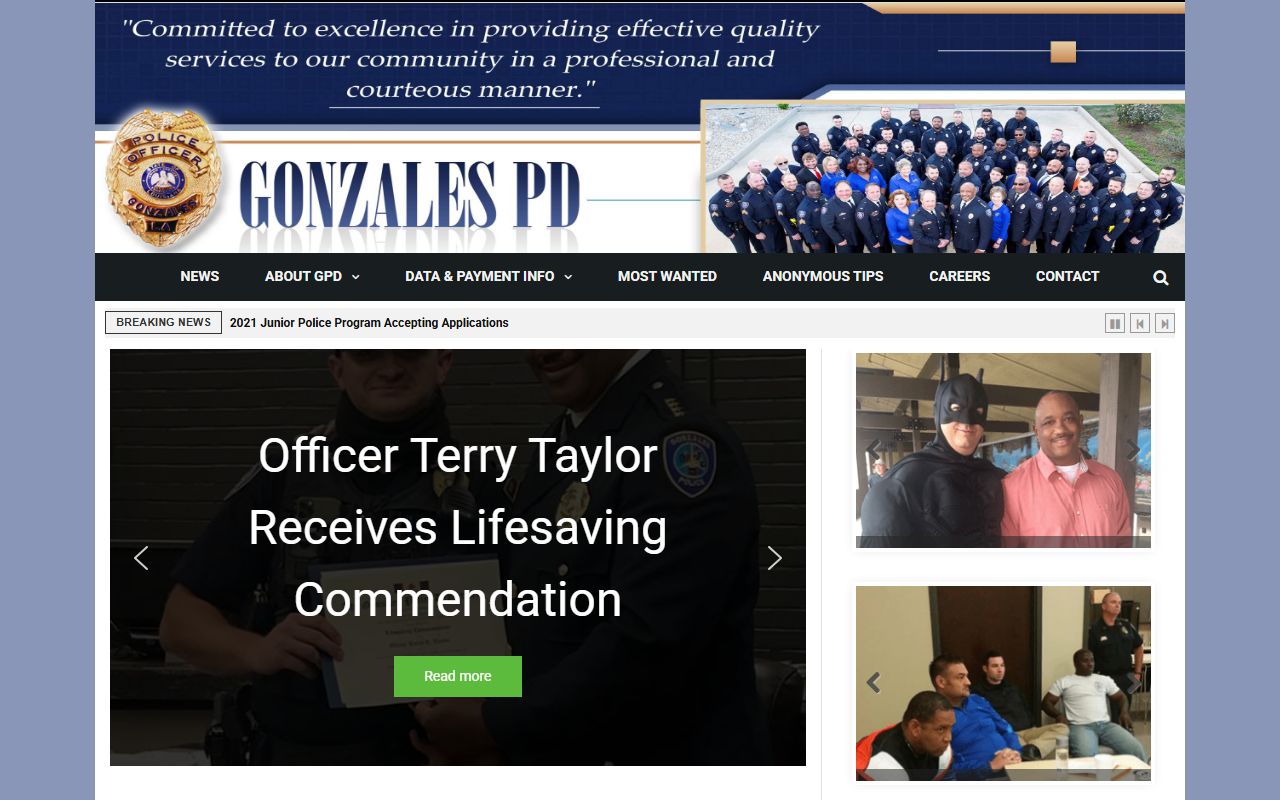 Gonzales Police Department white pages records