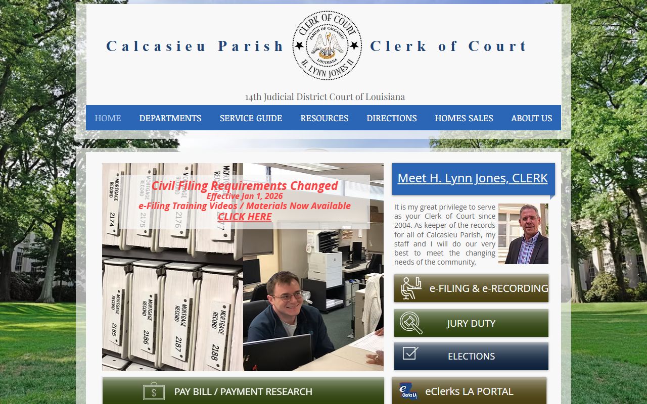 Calcasieu Parish Clerk of Court white pages search portal for Lake Charles