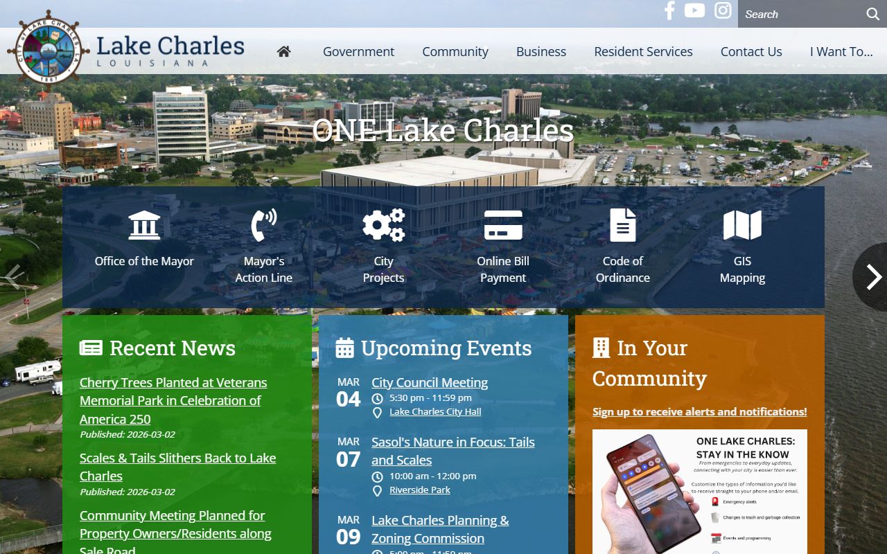 City of Lake Charles Louisiana white pages government website