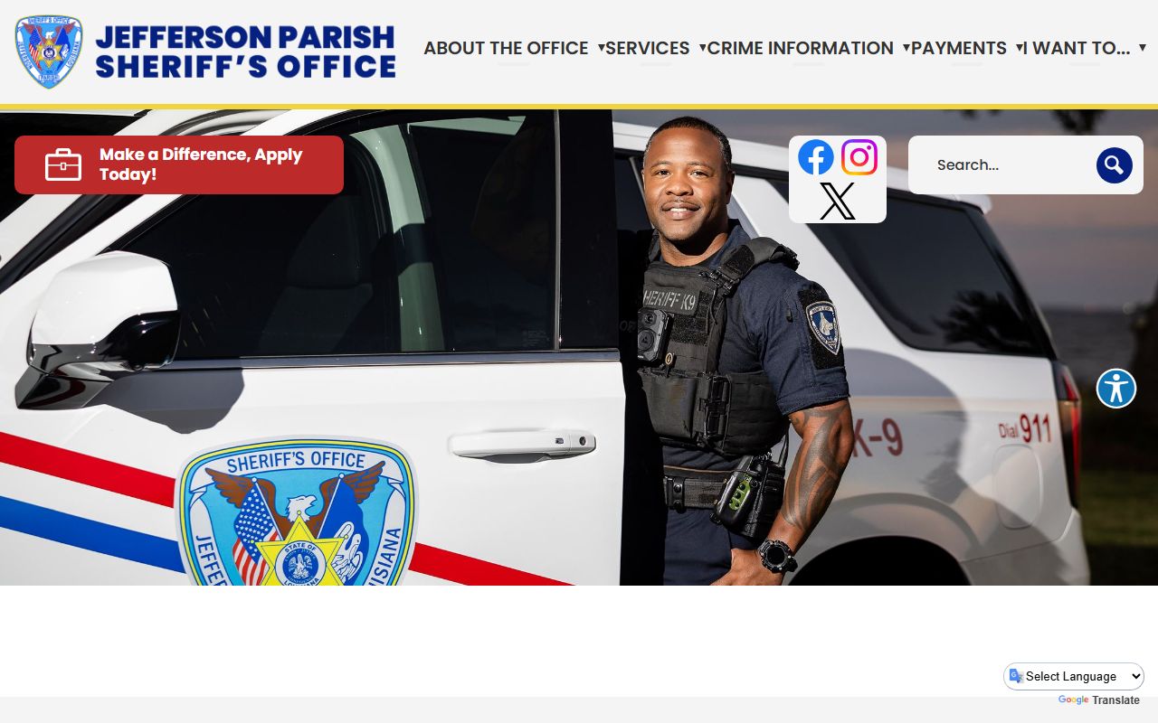 Jefferson Parish Sheriff website for Metairie white pages and inmate lookup
