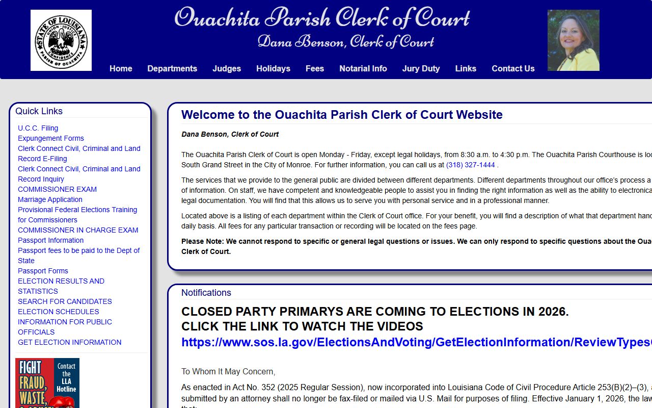 Ouachita Parish Clerk of Court Monroe white pages search