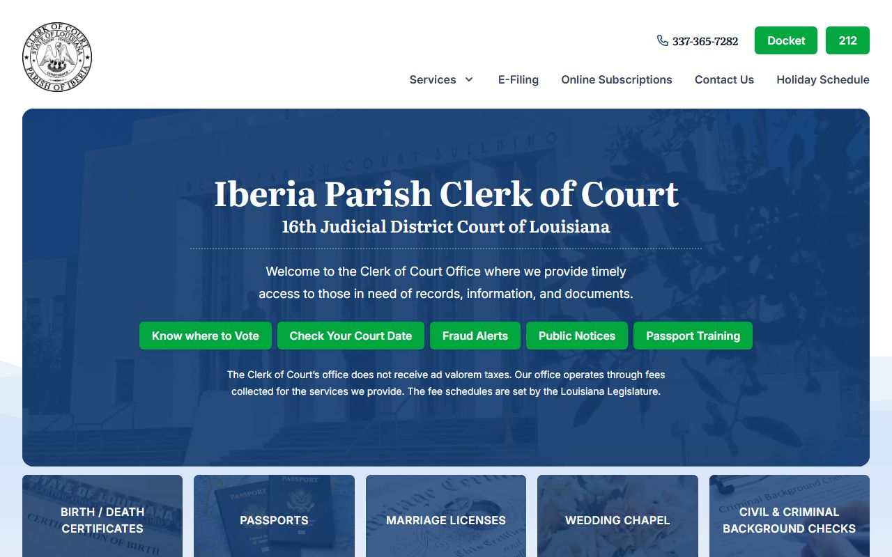 Iberia Parish Clerk of Court New Iberia white pages records