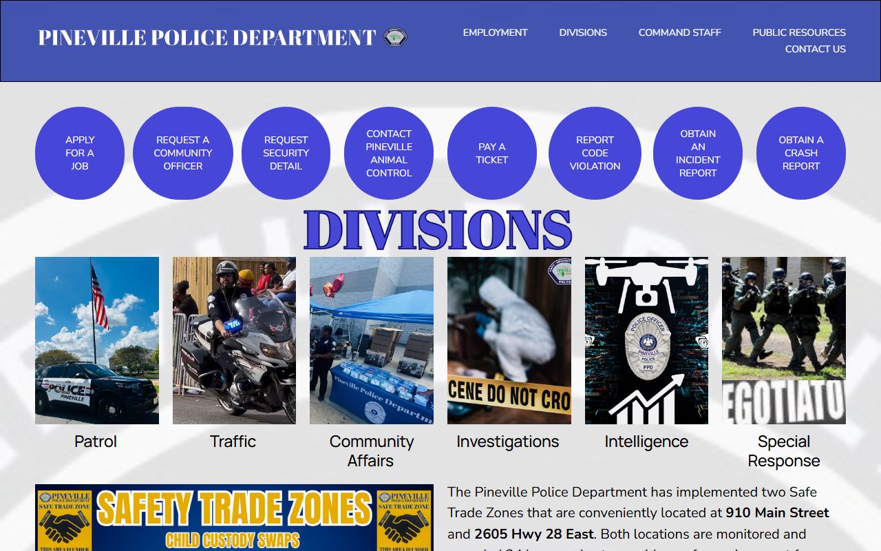 Pineville Police Department white pages records