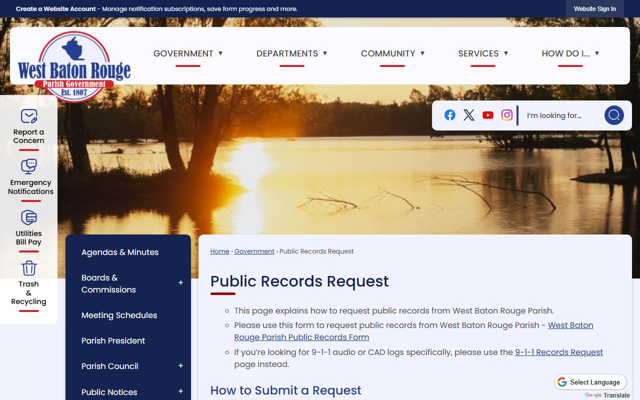 West Baton Rouge public records request Port Allen white pages