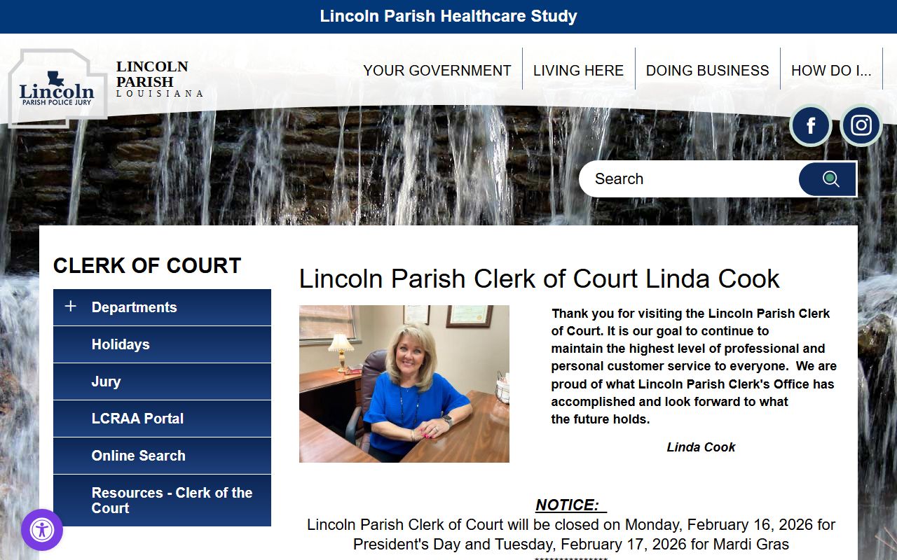 Lincoln Parish Clerk of Court white pages records