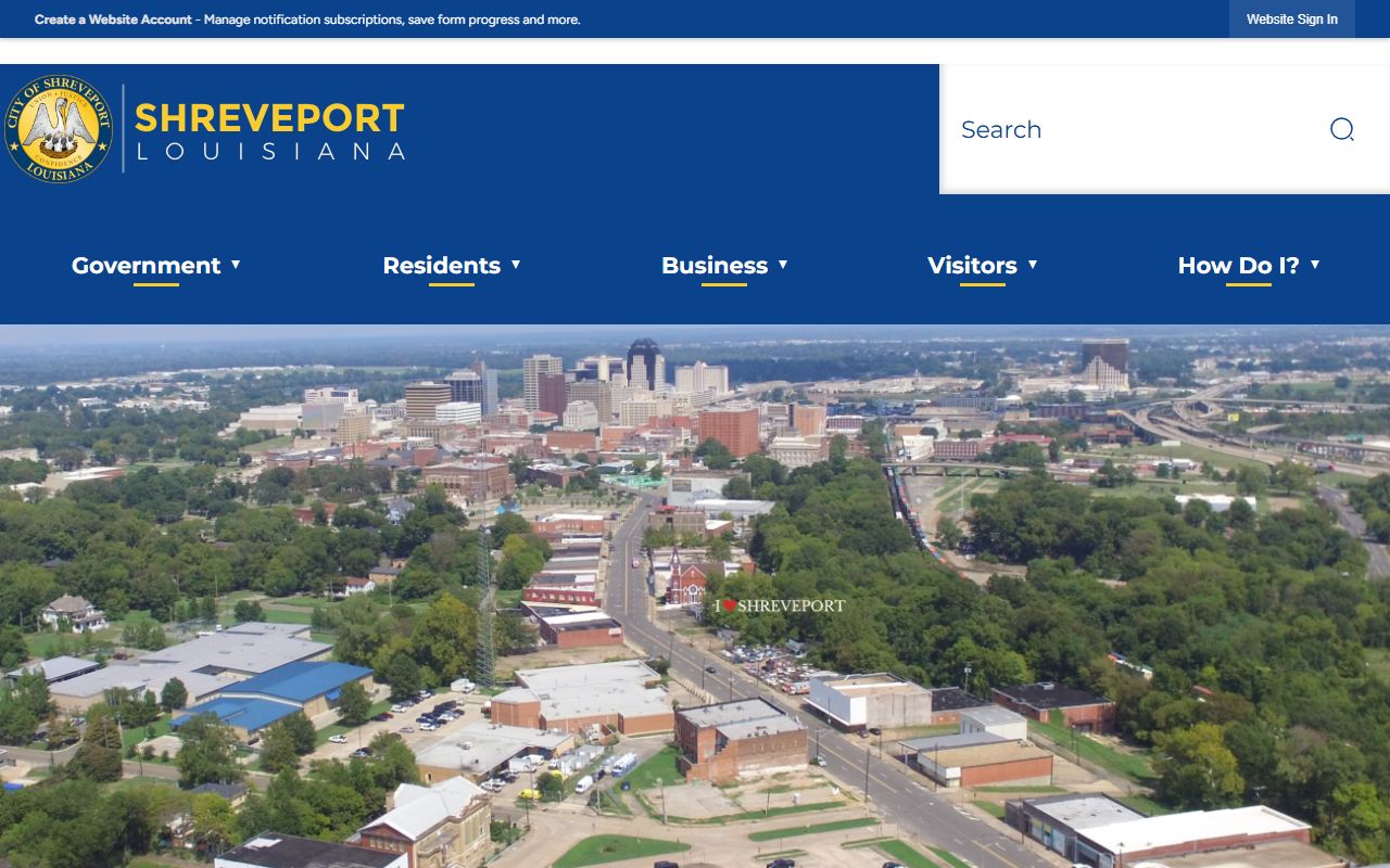 City of Shreveport government website for local white pages records