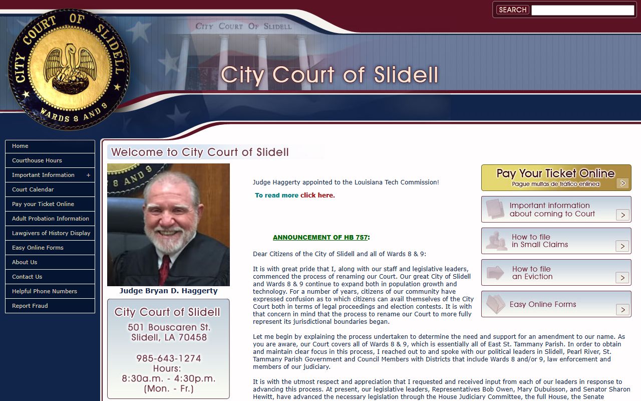 City Court of Slidell white pages records search