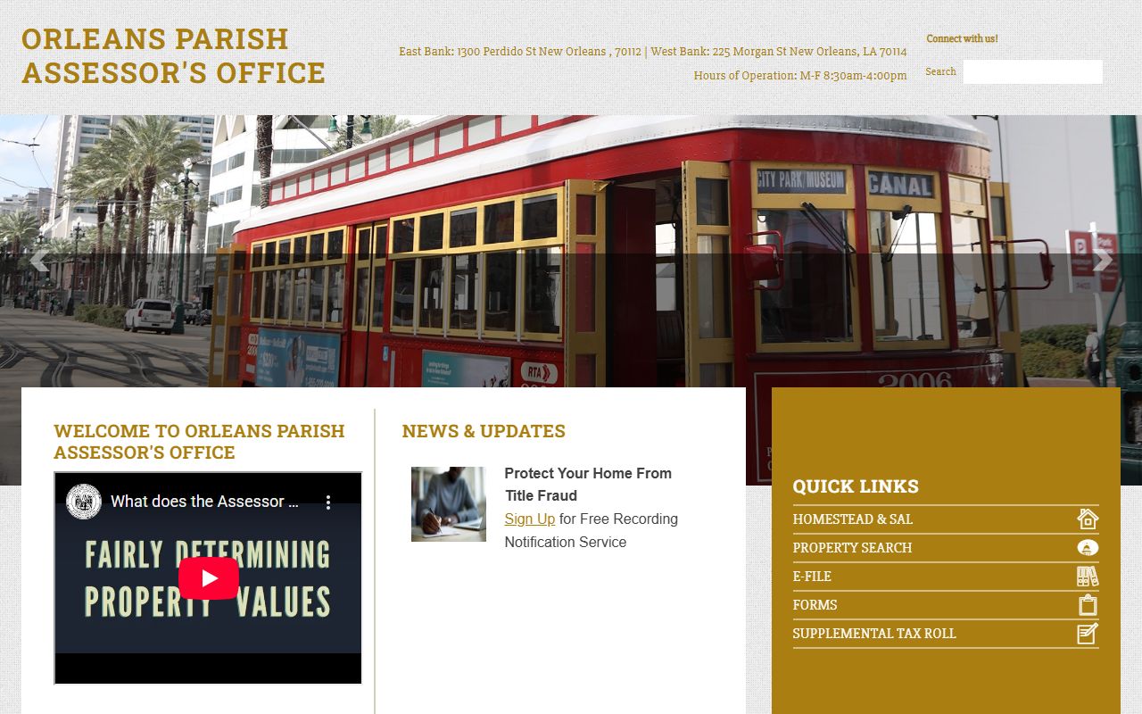 Orleans Parish Assessor property search for white pages lookups