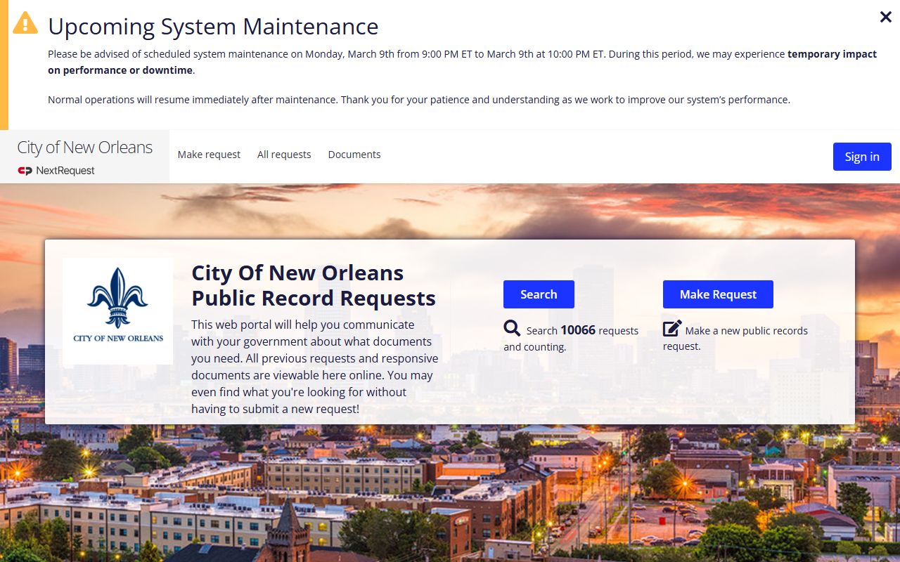 New Orleans public records portal for Orleans Parish white pages data
