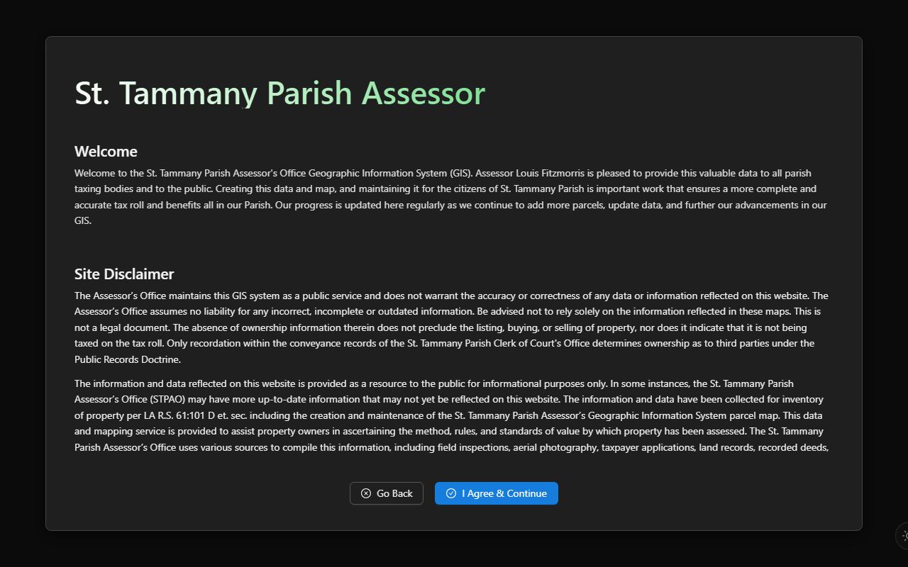 St. Tammany Parish Assessor GIS map tool for white pages property search