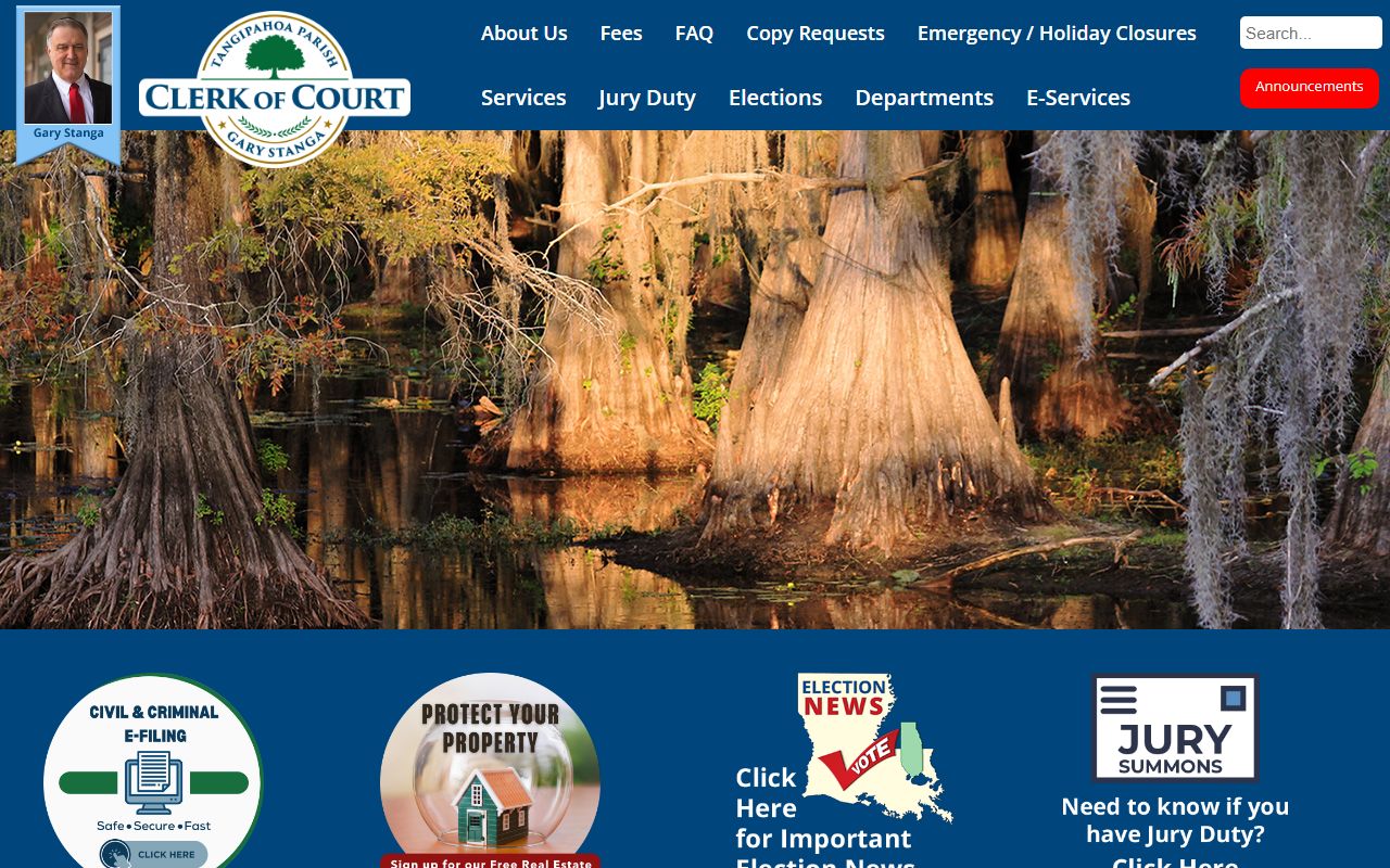 Tangipahoa Parish Clerk of Court eSearch portal for white pages searches