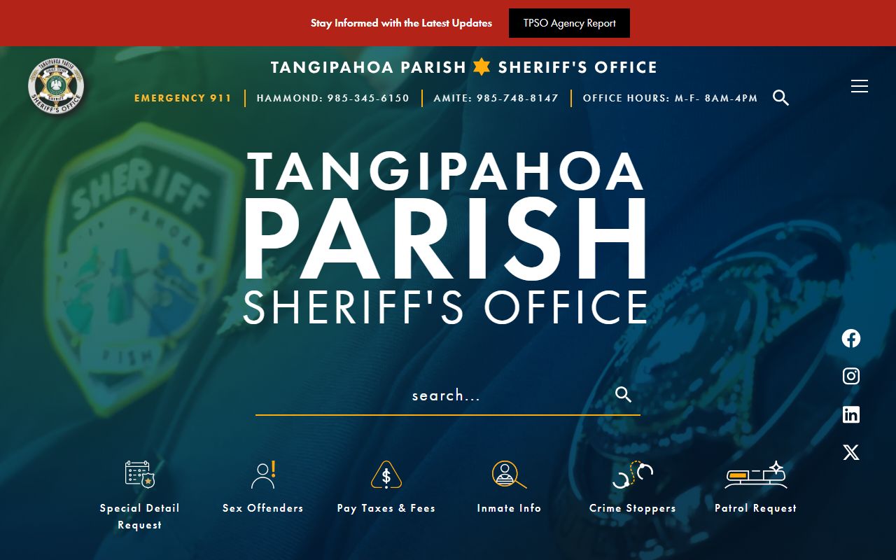 Tangipahoa Parish Sheriff's Office website for white pages lookups
