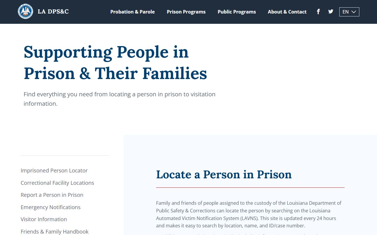 Louisiana Department of Corrections offender information search
