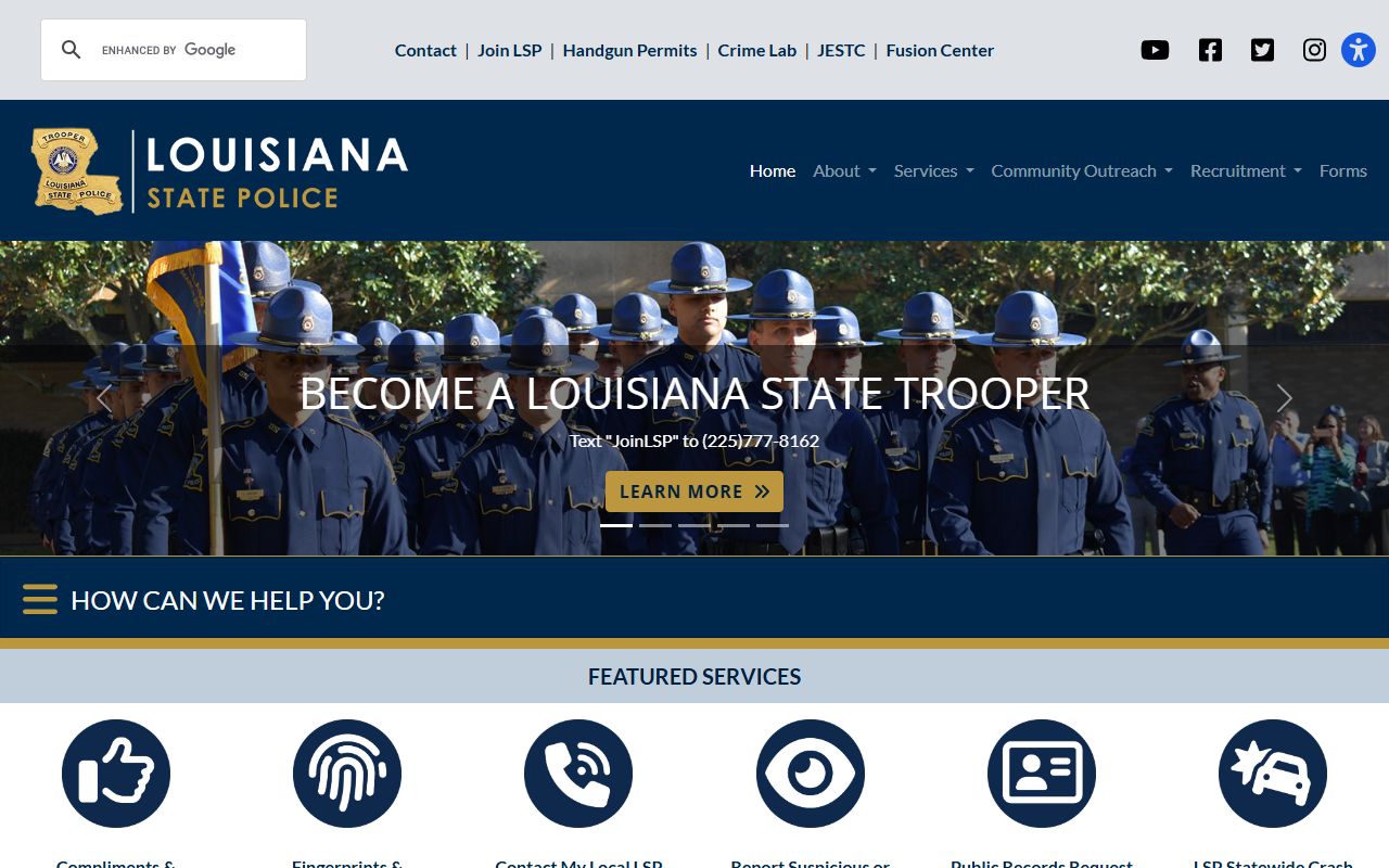 Louisiana State Police Bureau for criminal background checks